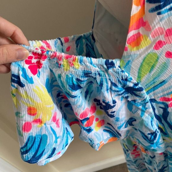 Lilly Pulitzer Bellamie Swing Dress Tippy Top Serene Blue Size Medium Cold Shoul - Picture 5 of 11